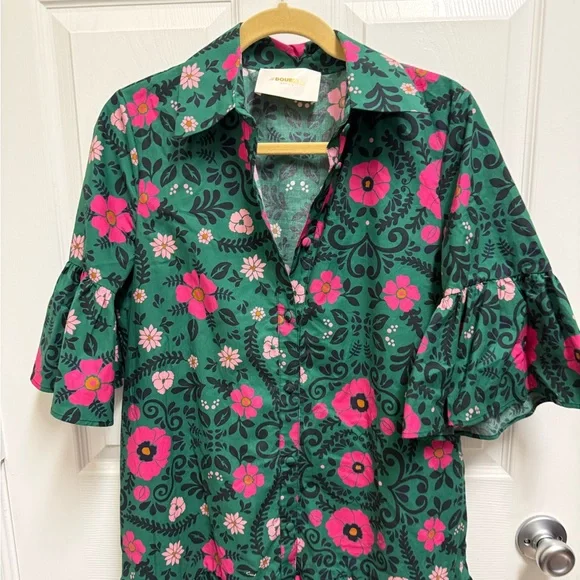 La DoubleJ Green and Pink Floral Dress - Picture 2 of 14